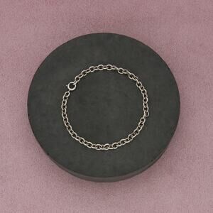 sterling silver vintage 3mm cable charm chain bracelet size 6.75in